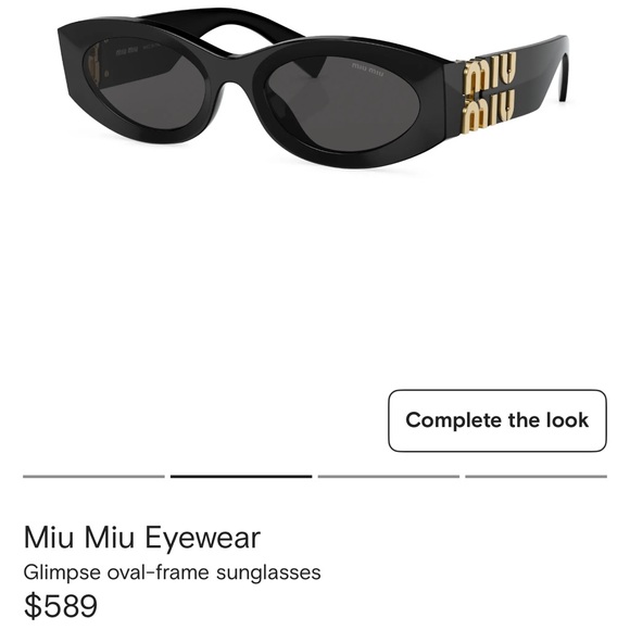 Miu Miu Accessories - Miu Miu Black Oval Sunglasses